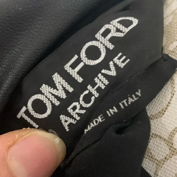 Elegant TOM FORD Ruched Long Sleeve Leather like Dress Size 38